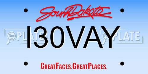 I30VAY South Dakota License Plate