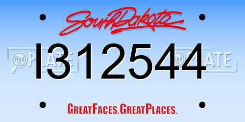 I312544 South Dakota License Plate