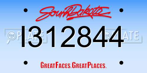 I312844 South Dakota License Plate