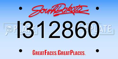 I312860 South Dakota License Plate