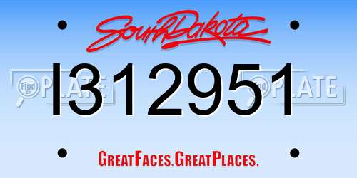 I312951 South Dakota License Plate