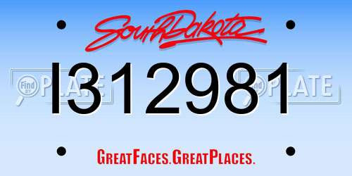 I312981 South Dakota License Plate