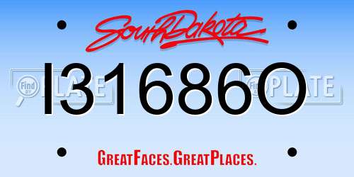 I31686O South Dakota License Plate