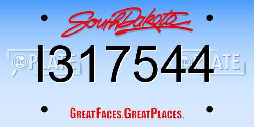 I317544 South Dakota License Plate