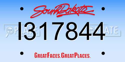 I317844 South Dakota License Plate