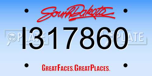I317860 South Dakota License Plate