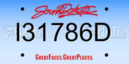 I31786D South Dakota License Plate