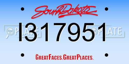 I317951 South Dakota License Plate
