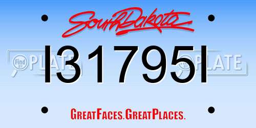 I31795I South Dakota License Plate