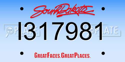 I317981 South Dakota License Plate