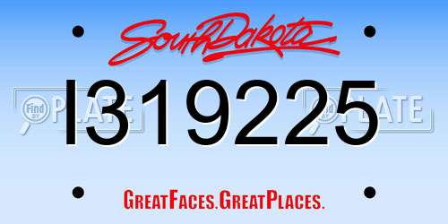 I319225 South Dakota License Plate