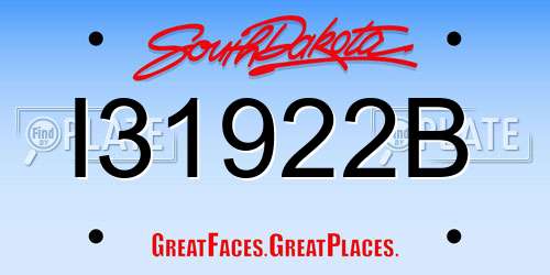I31922B South Dakota License Plate