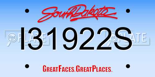 I31922S South Dakota License Plate