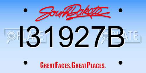 I31927B South Dakota License Plate
