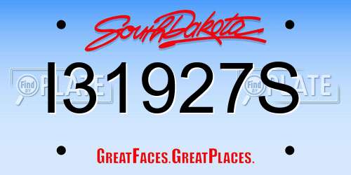 I31927S South Dakota License Plate