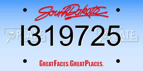 I319725 South Dakota License Plate