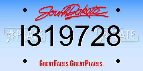 I319728 South Dakota License Plate