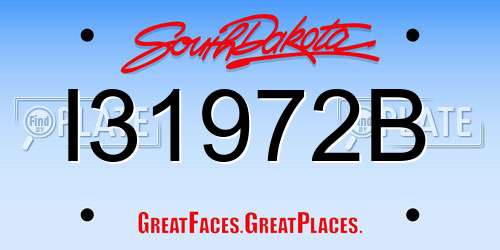 I31972B South Dakota License Plate