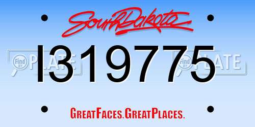 I319775 South Dakota License Plate