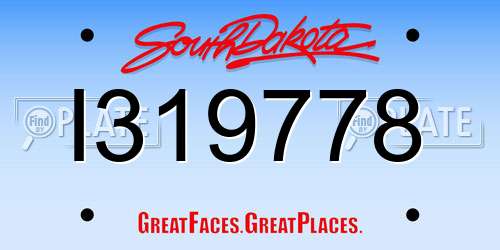 I319778 South Dakota License Plate