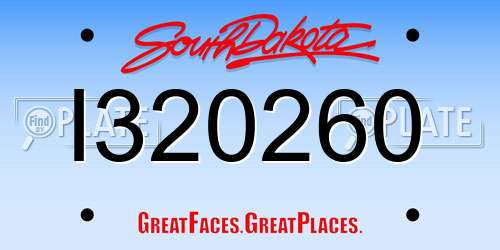 I320260 South Dakota License Plate