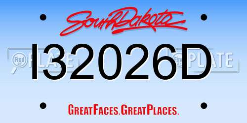 I32026D South Dakota License Plate