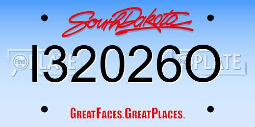 I32026O South Dakota License Plate