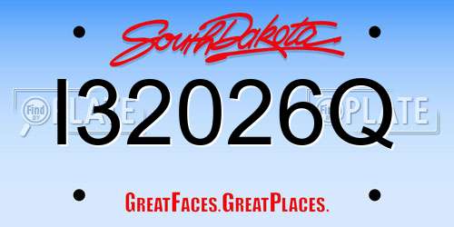 I32026Q South Dakota License Plate