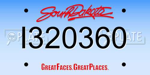 I320360 South Dakota License Plate