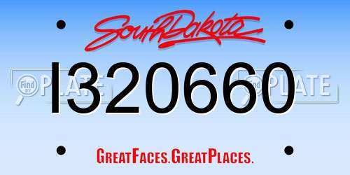 I320660 South Dakota License Plate
