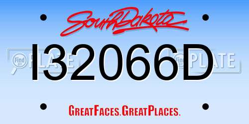 I32066D South Dakota License Plate