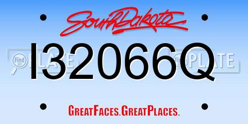 I32066Q South Dakota License Plate