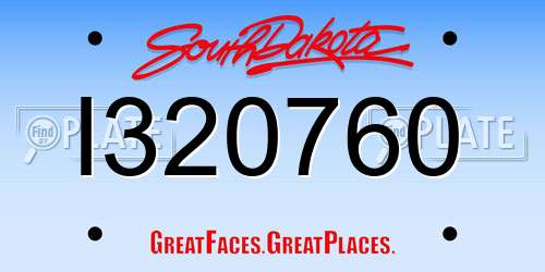 I320760 South Dakota License Plate