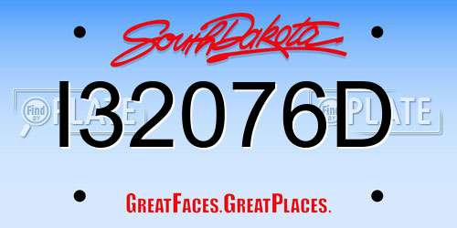 I32076D South Dakota License Plate