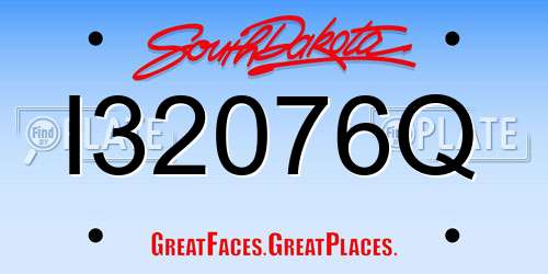 I32076Q South Dakota License Plate