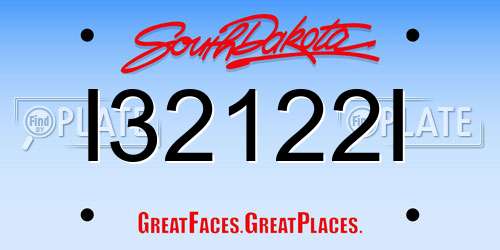 I32122I South Dakota License Plate