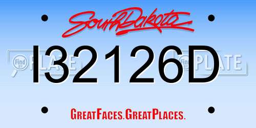 I32126D South Dakota License Plate