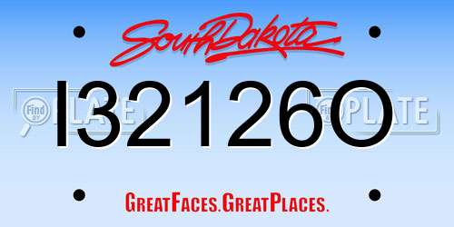 I32126O South Dakota License Plate