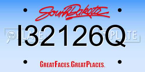 I32126Q South Dakota License Plate