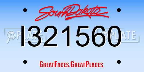 I321560 South Dakota License Plate