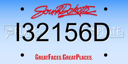 I32156D South Dakota License Plate