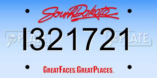 I321721 South Dakota License Plate