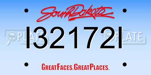 I32172I South Dakota License Plate