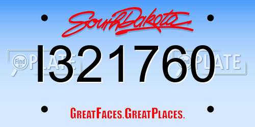 I321760 South Dakota License Plate