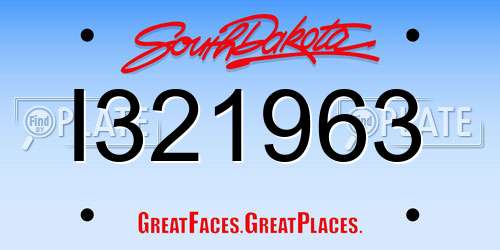 I321963 South Dakota License Plate