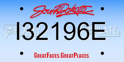 I32196E South Dakota License Plate