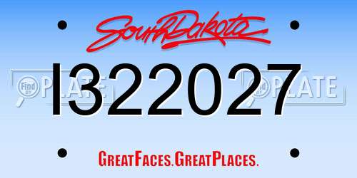 I322027 South Dakota License Plate