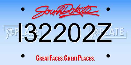I32202Z South Dakota License Plate