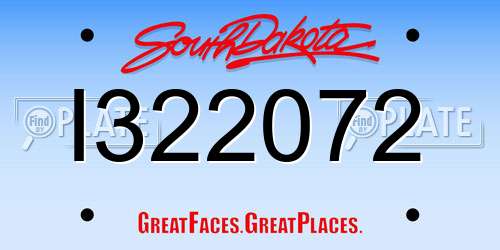 I322072 South Dakota License Plate