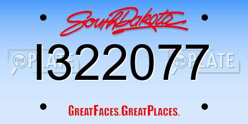 I322077 South Dakota License Plate
